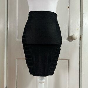 WOW Couture Black Stretch Denim Zipper Pencil Skirt size Small EUC